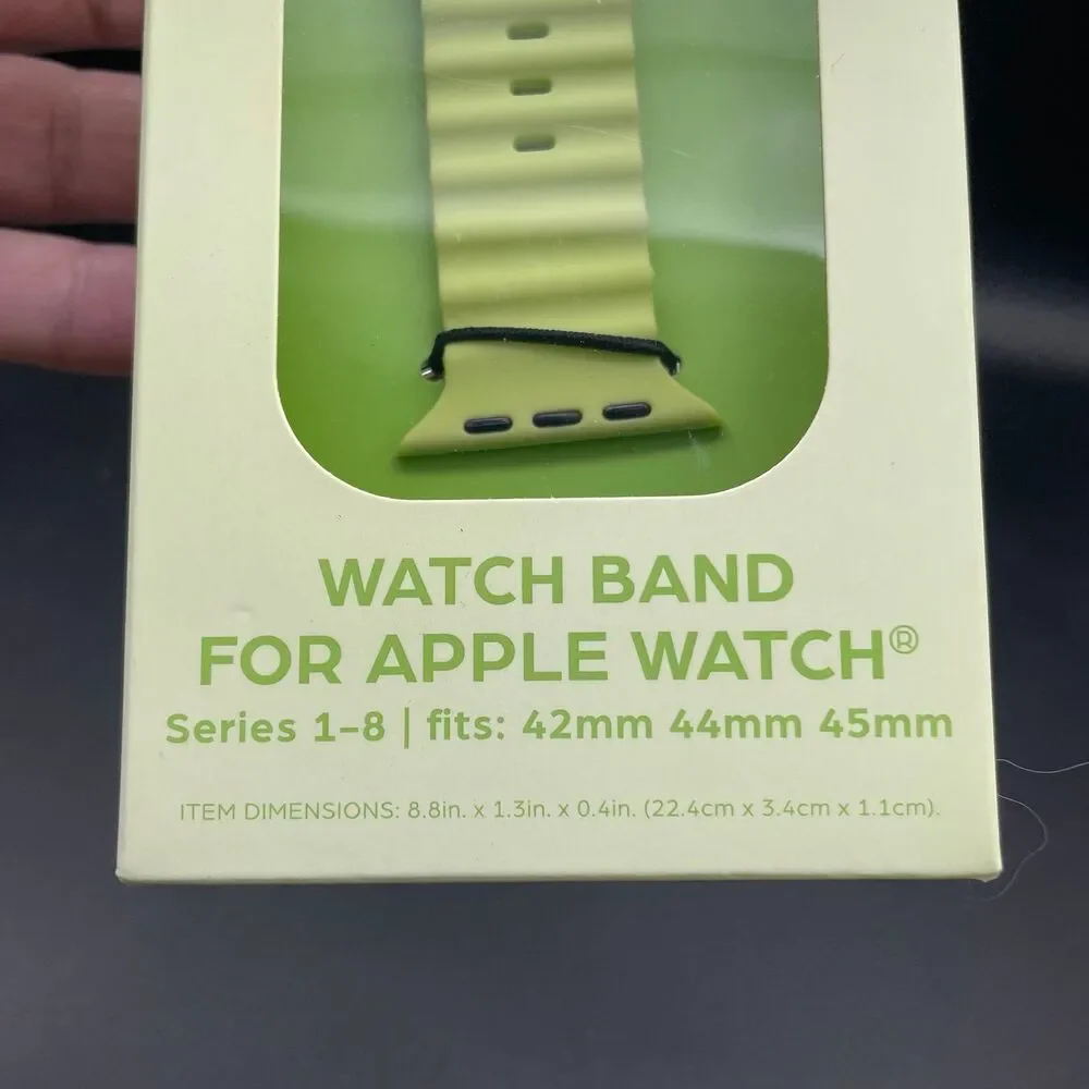 HYPE Apple Watch Band Series 1-8 Olive Green Ribbed Textured Strap 42/44/45mm